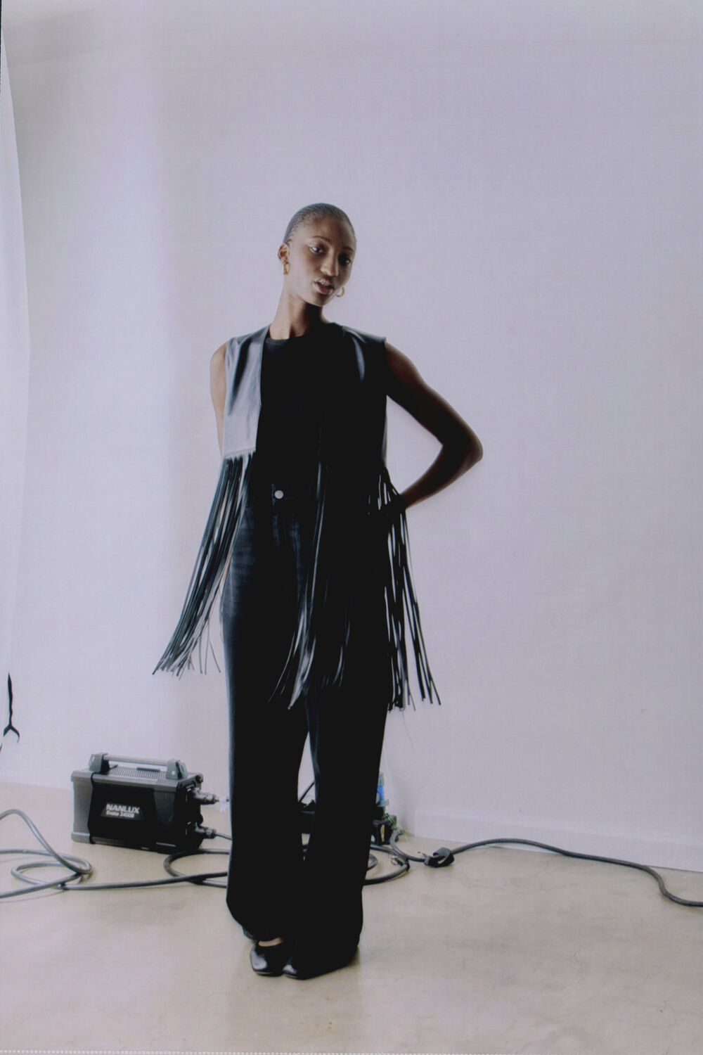 Black Rei Leather Fringed Waistcoat