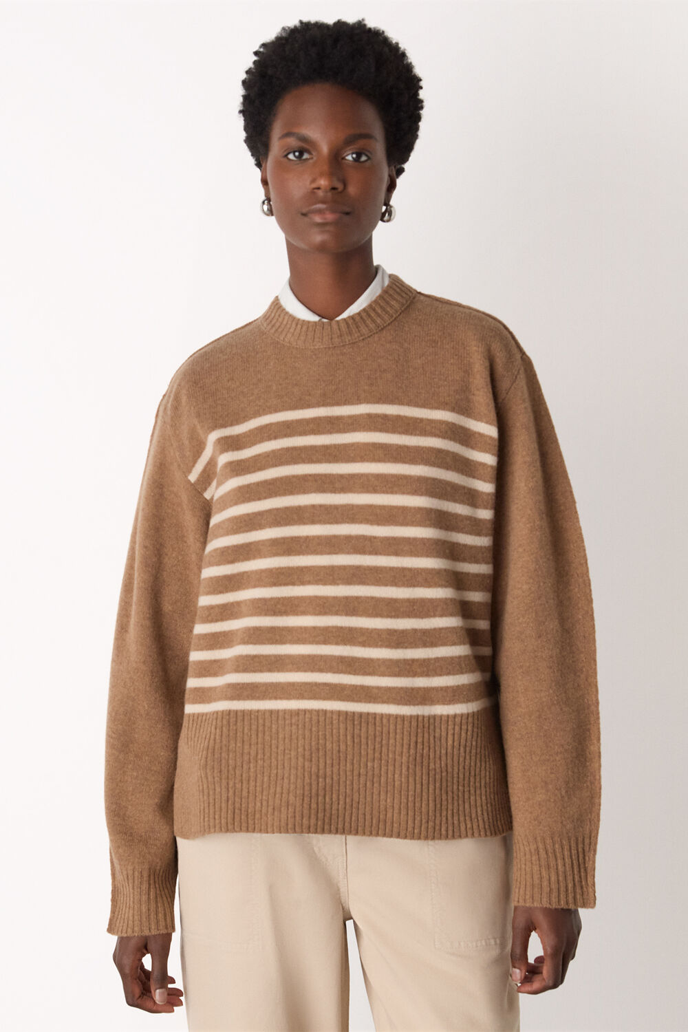 Wool Stripe Crew Neck Knit