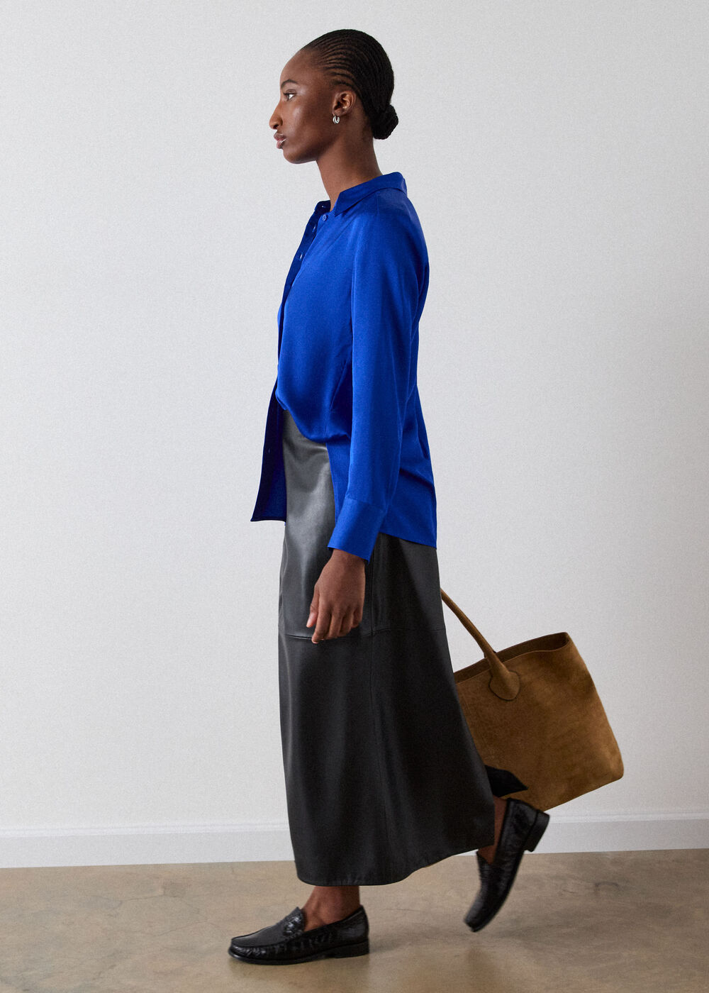 Satin Viscose Collared Shirt