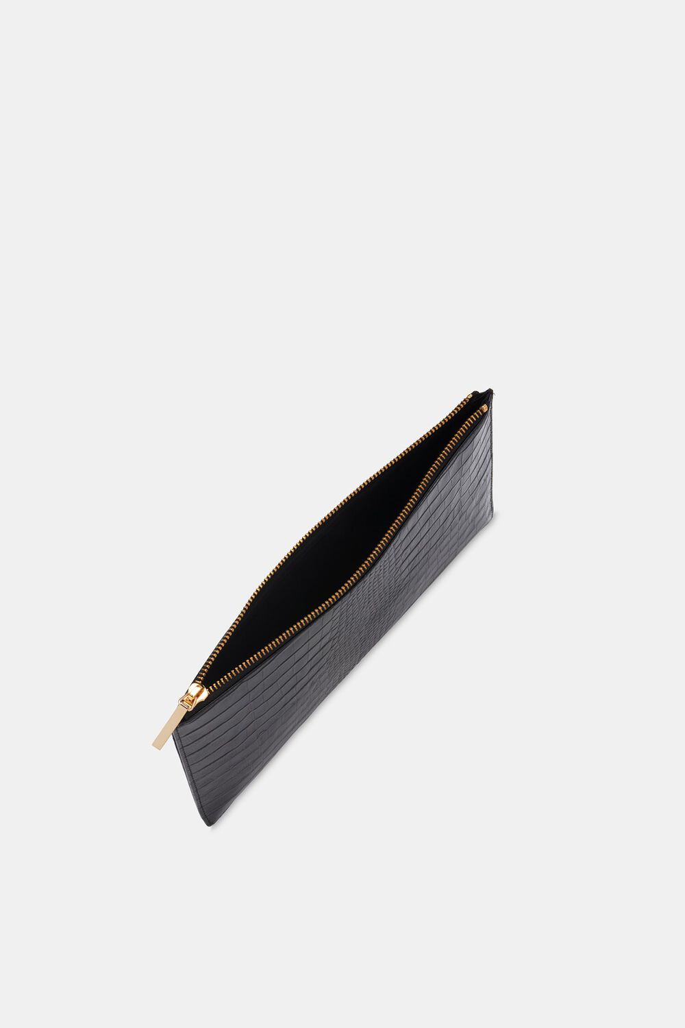 Black Shiny Croc Medium Clutch