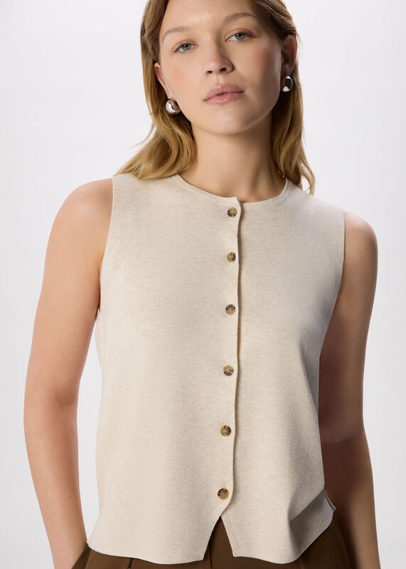 Oatmeal Lucy Button Front Sweater Vest