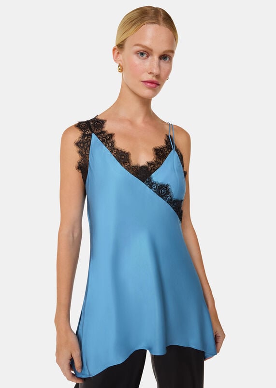 Blue Iris Lace Detail Wrap Cami