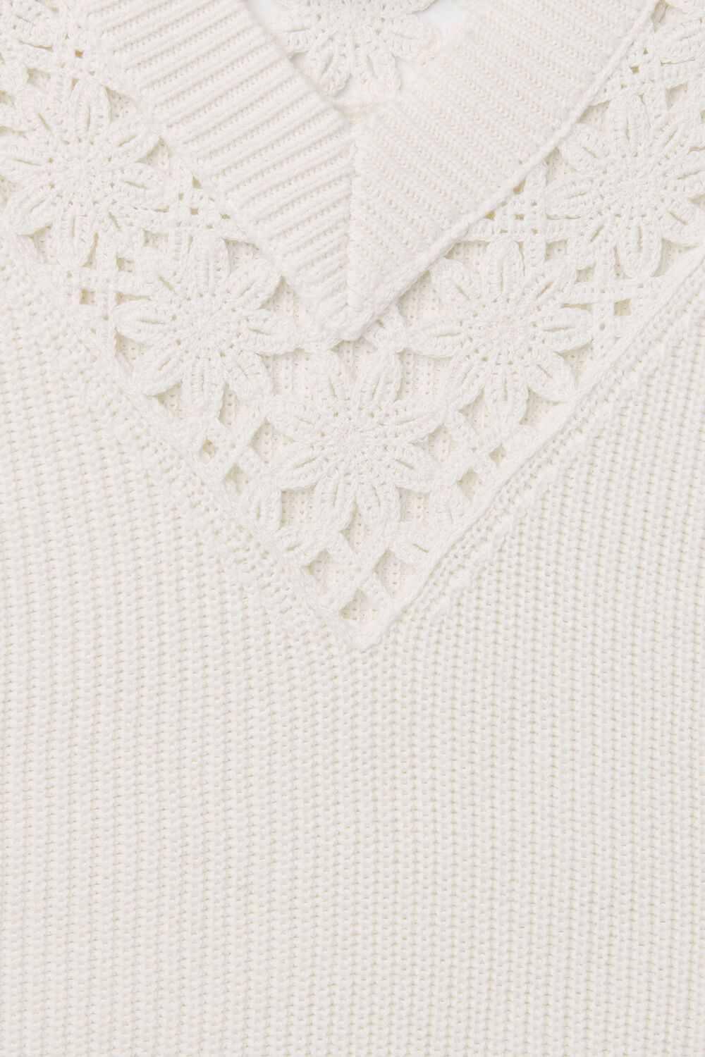 White Floral Crochet V Neck Tank