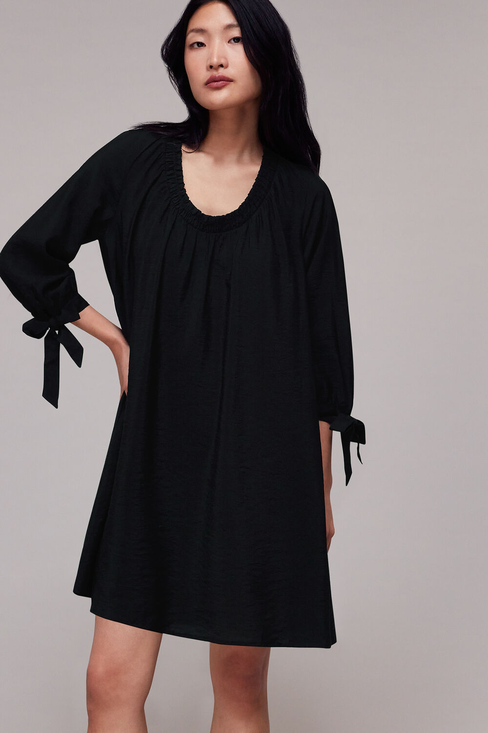 Lydia Gathered Trapeze Dress
