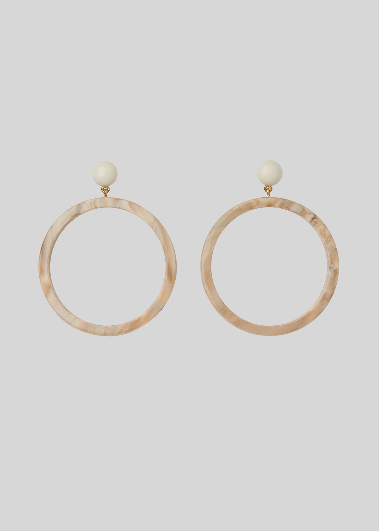 Large Ring Resin Earrings Beige