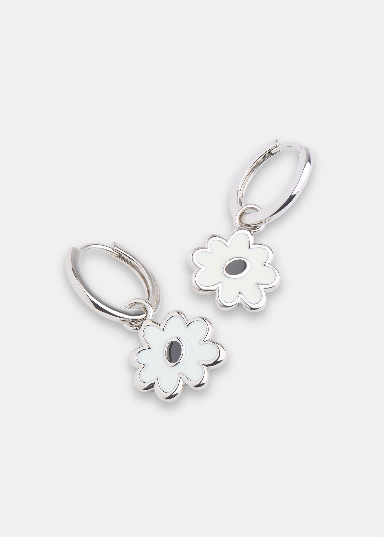 Enamel Flower Huggie Hoop