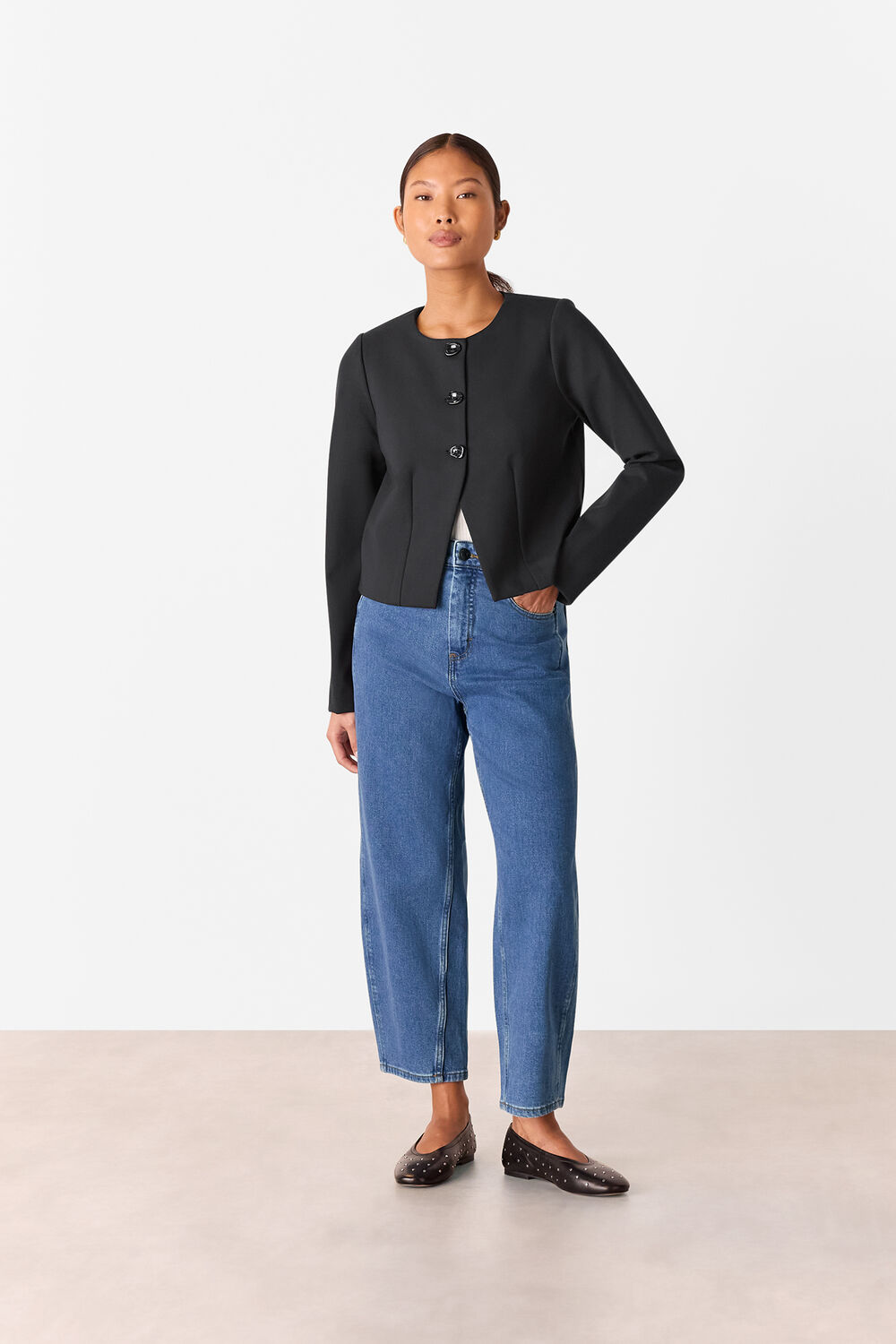 Petite Anne Ponte Button Jacket
