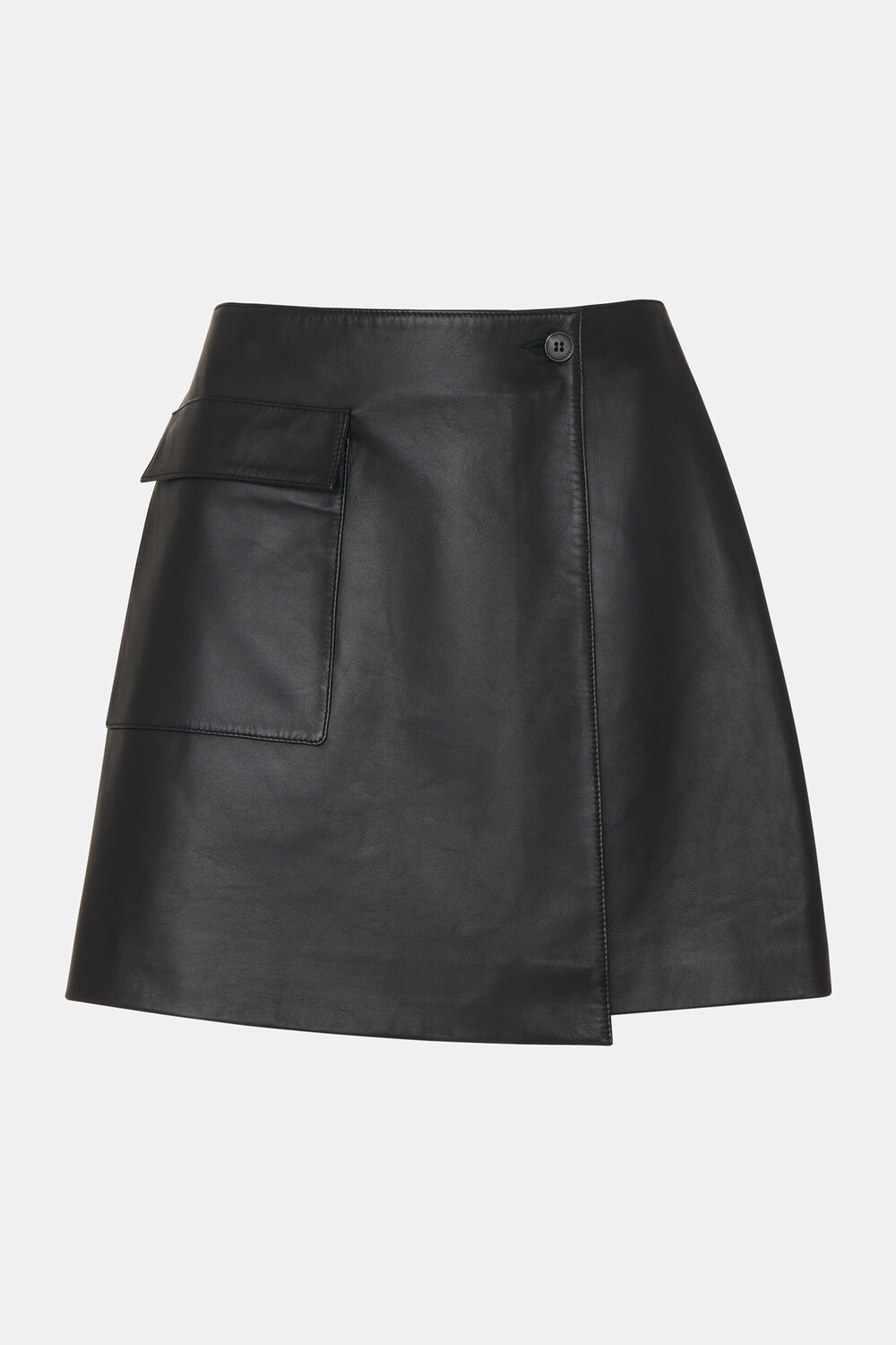 Wrap Leather Mini Skirt
