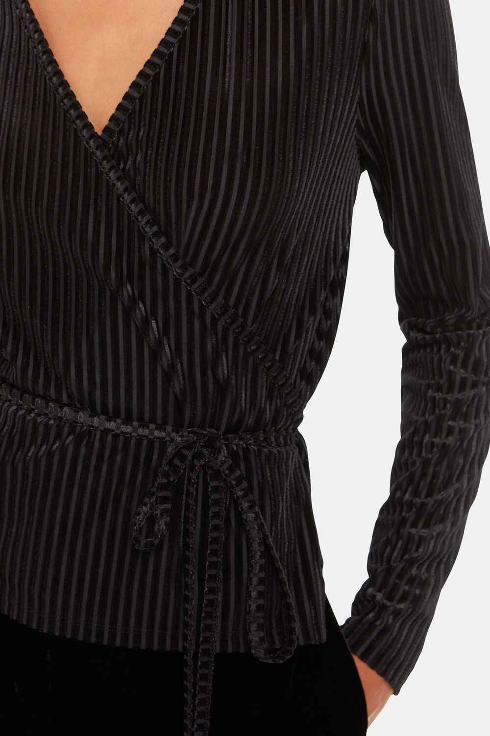 Velvet Stripe Wrap Cardigan