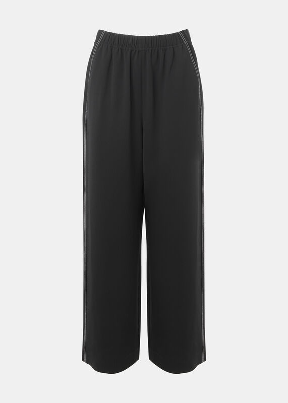 Black Crepe Stitch Detail Trouser