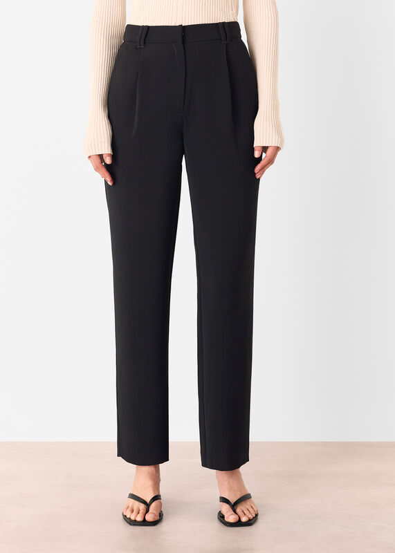 Black Harriet Tapered Crepe Trouser