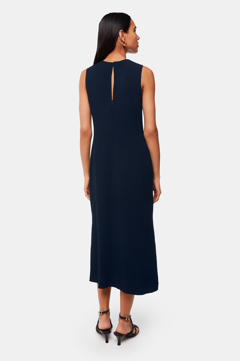 Navy Erin Texture Midi Dress