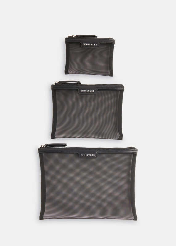 Black 3 Pack Mesh Pouches