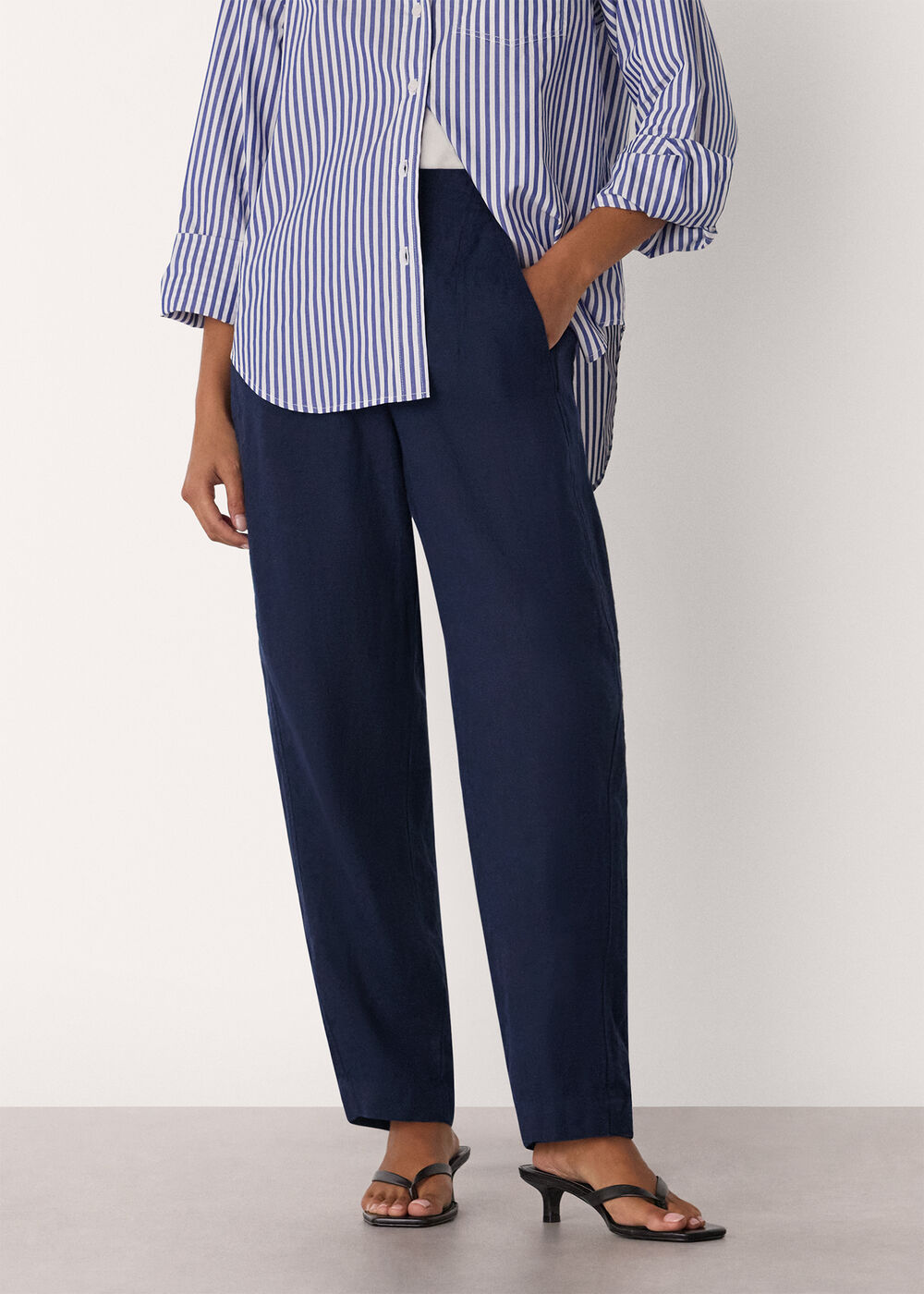 Petite Linen Barrel Trouser