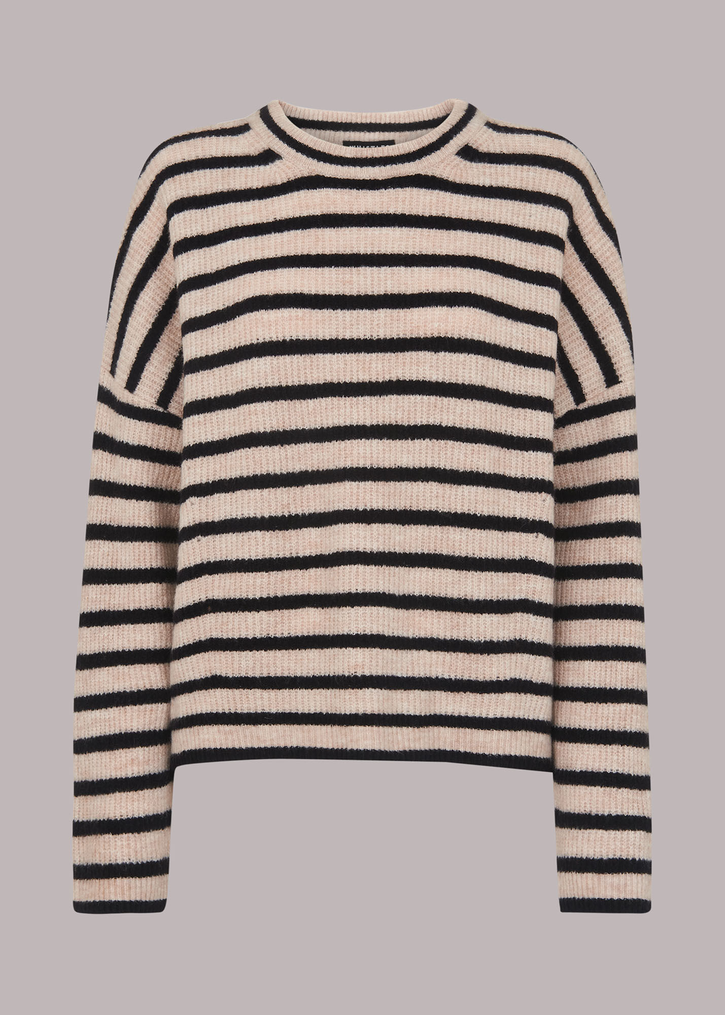 Black/Multi Stripe Ribbed Crew Neck Jumper WHISTLES