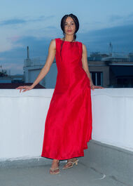 Open Back Silk Blend Dress
