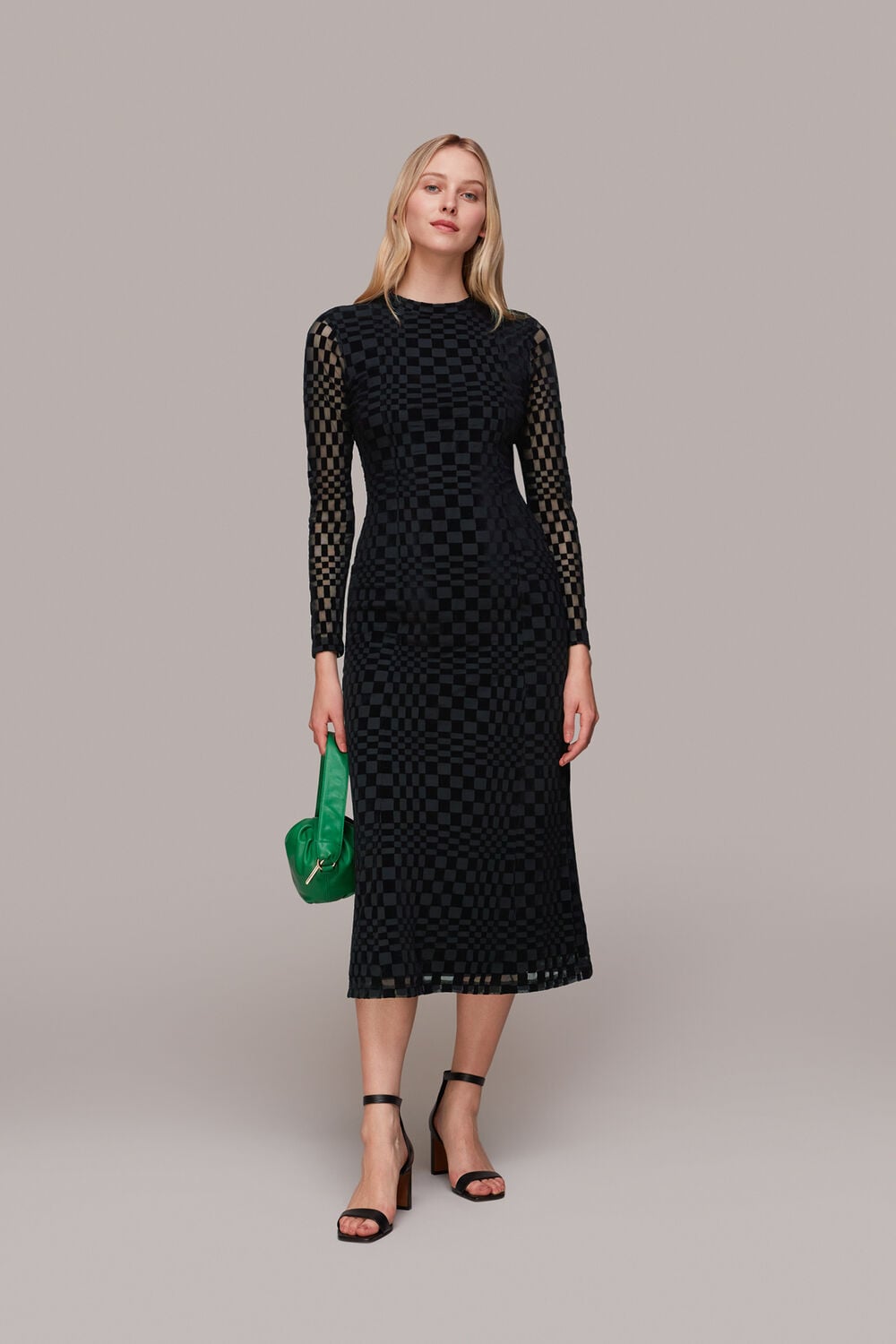 Black Illusion Checked Mesh Dress