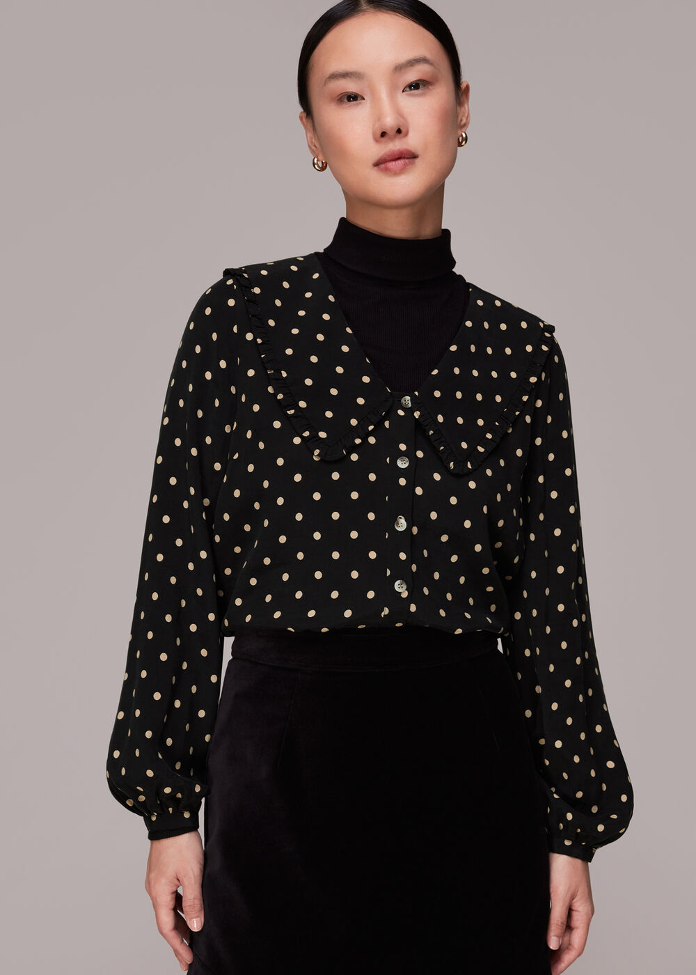 Spot Print Collar Top