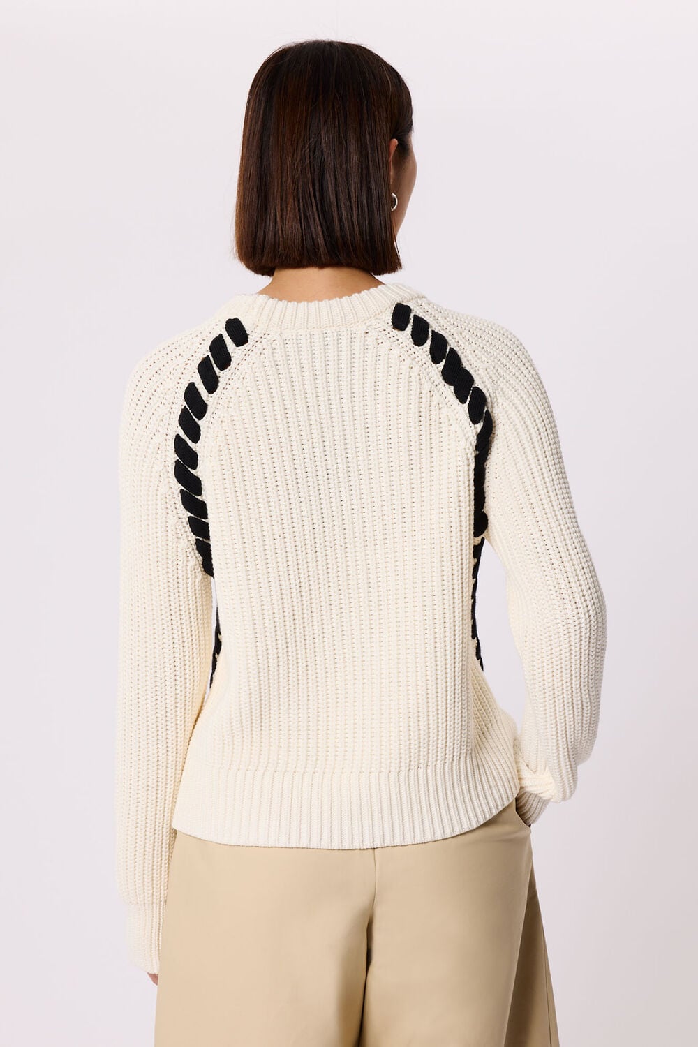 Ivory Lacing detail Crew Jumper