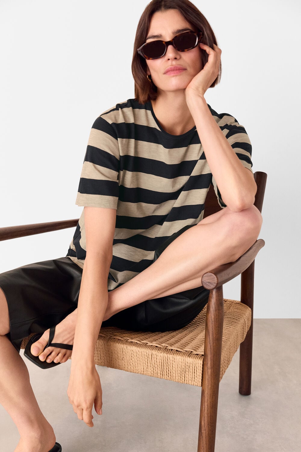Black Wide Stripe Tee