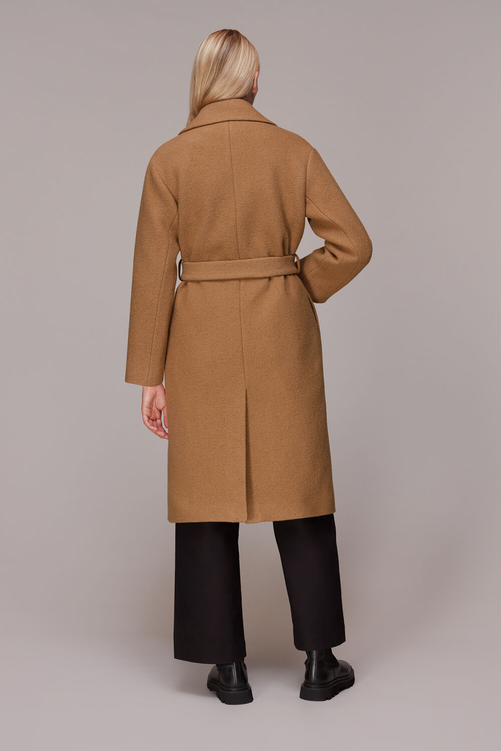 Camel Lorna Wrap Wool Coat