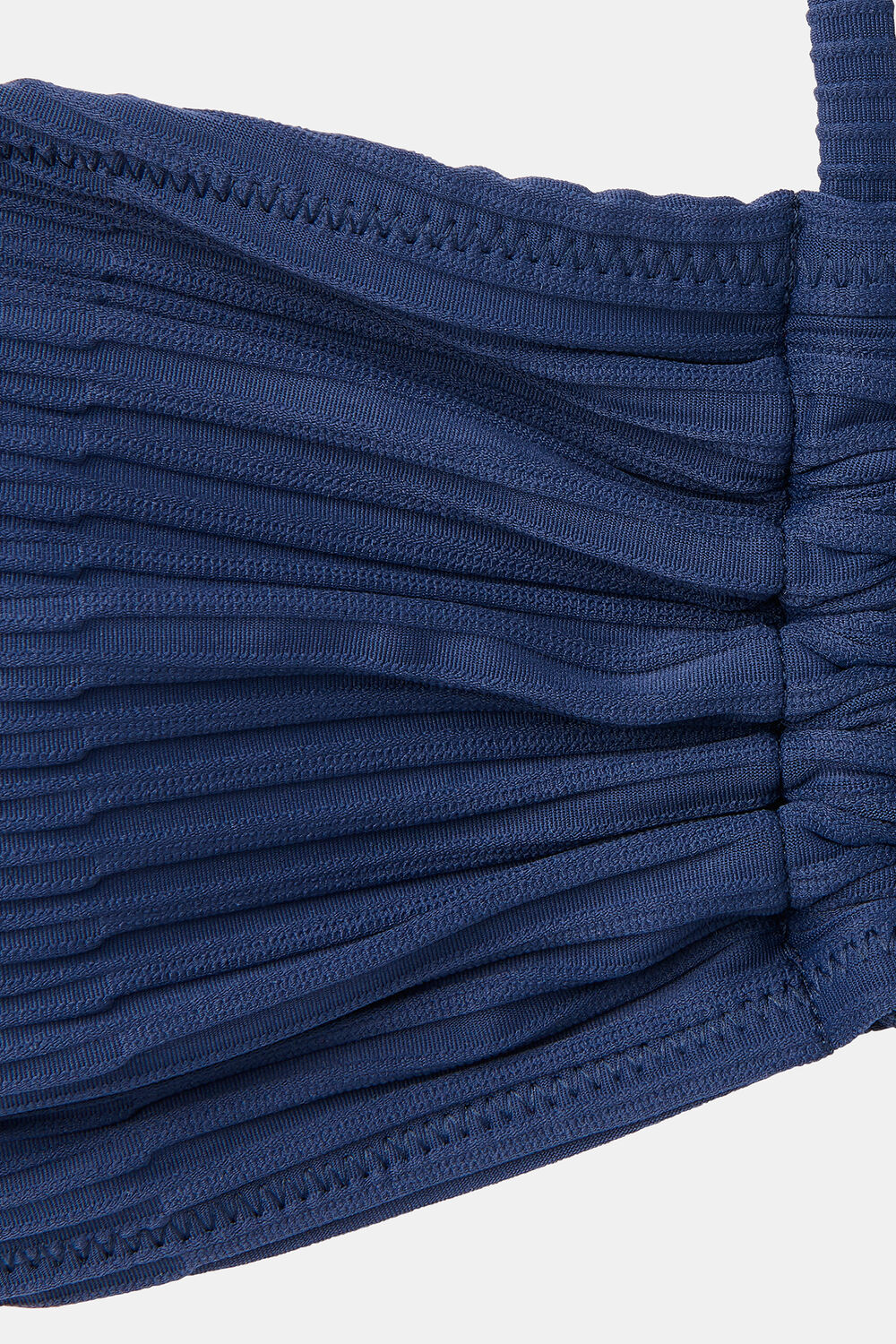 Navy Mixed Rib Halter Bikini Top
