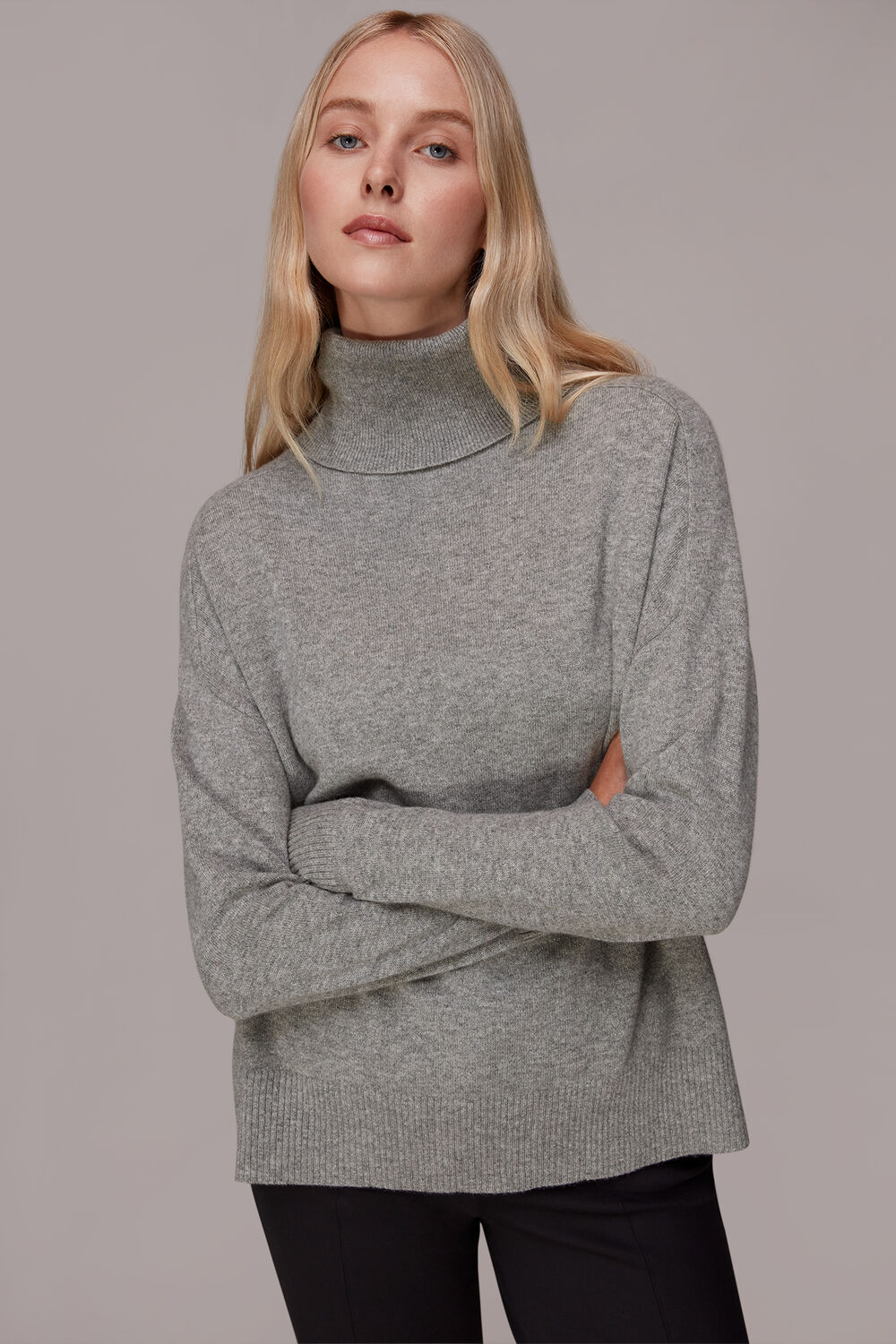 Grey Cashmere Turtleneck Sweater