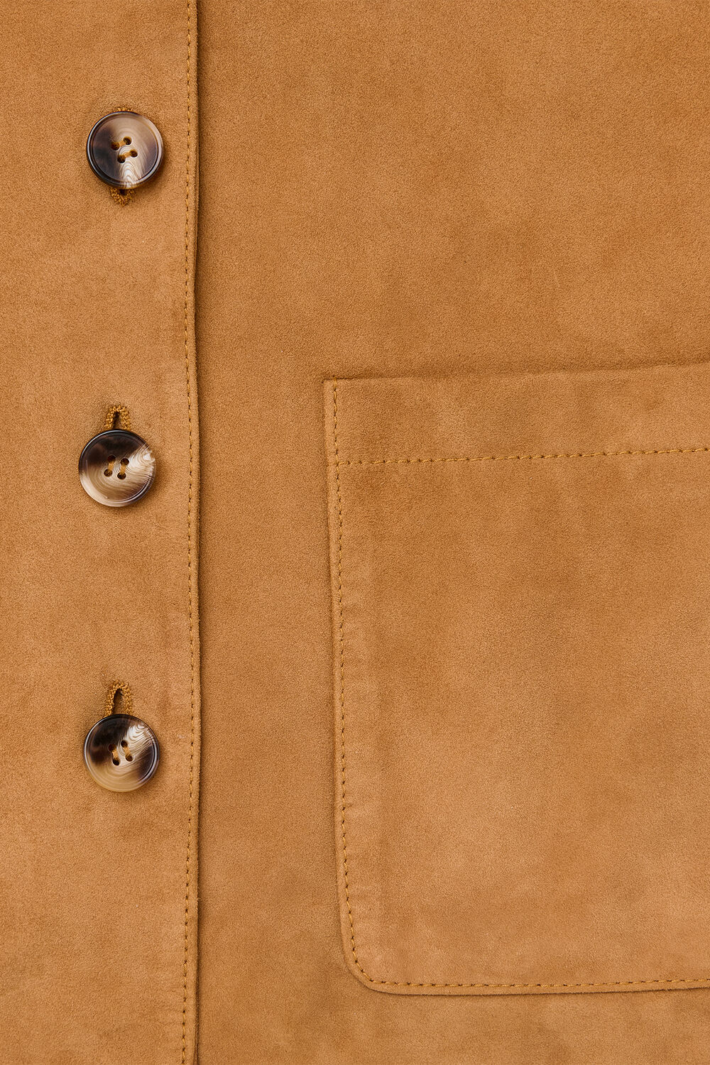 Camel Button Front Suede Jacket