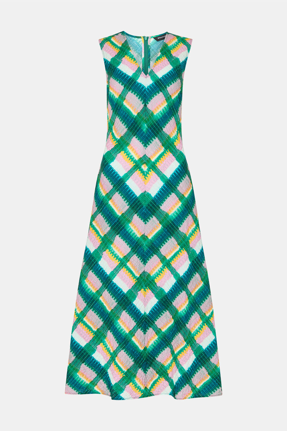 Green Sleeveless Checked Dress
