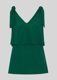 Jacquard Tie Shoulder Top Green