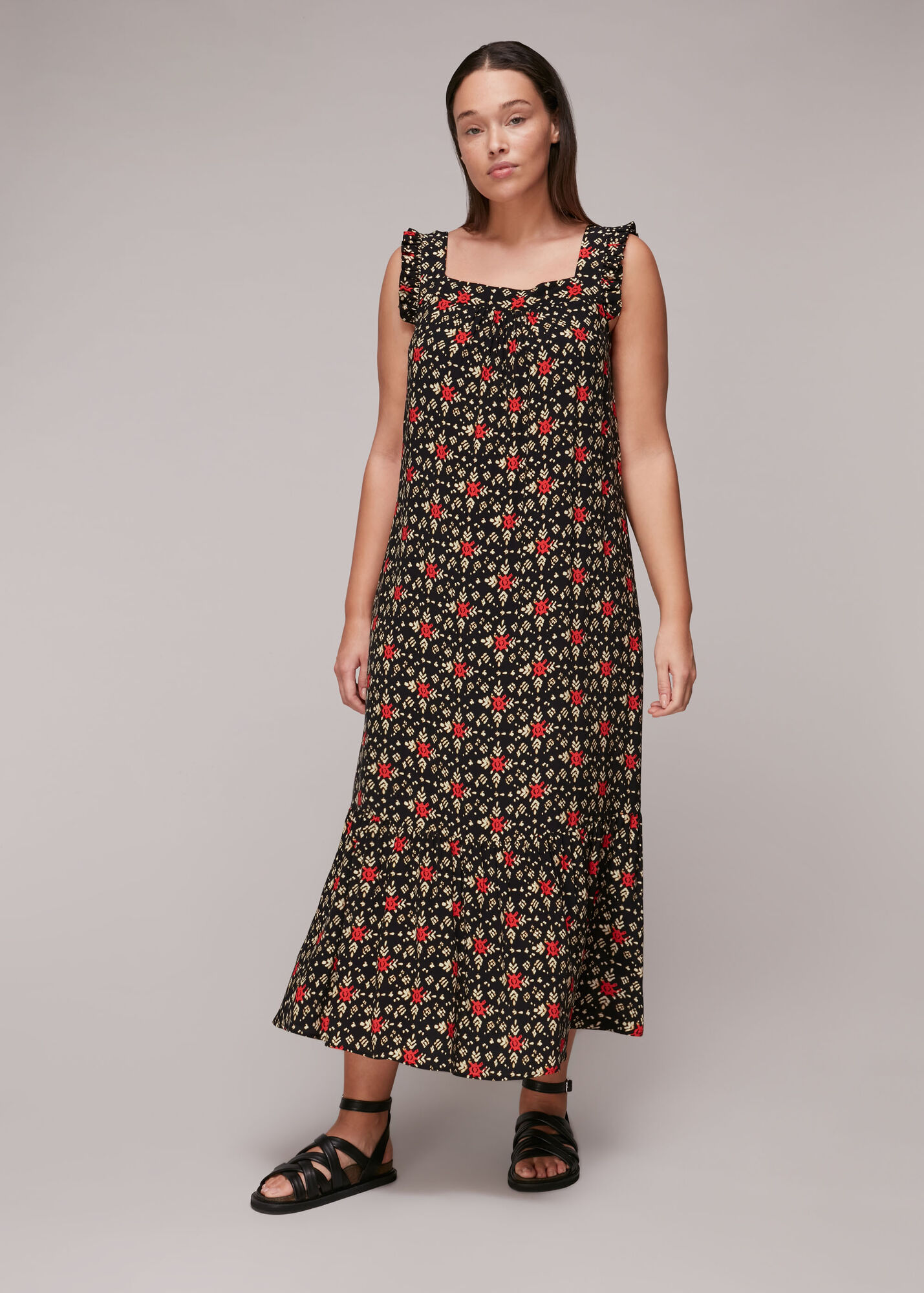 Black/Multi Block Print Midi Dress WHISTLES