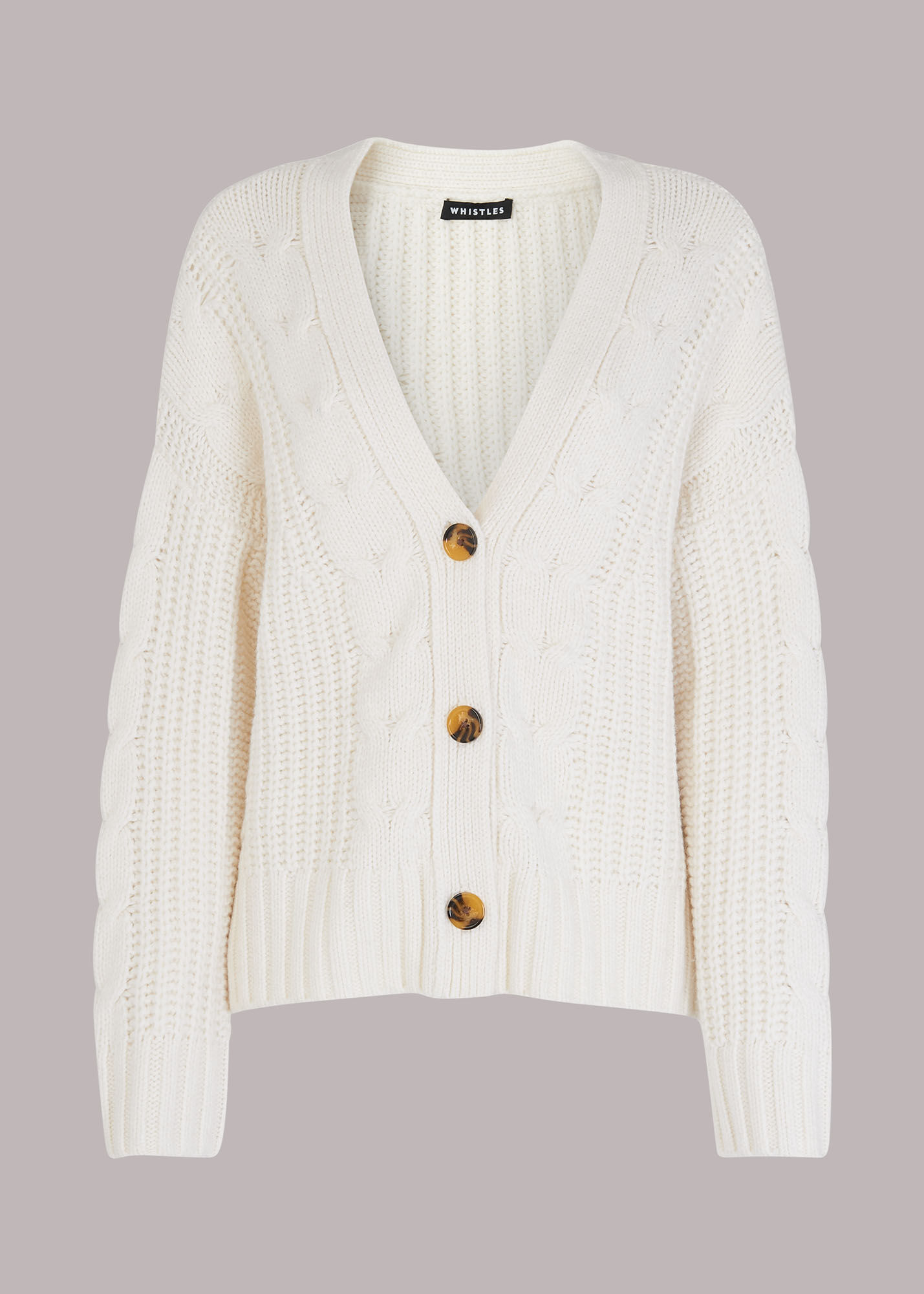Ivory Cable Knit Cardigan | WHISTLES |