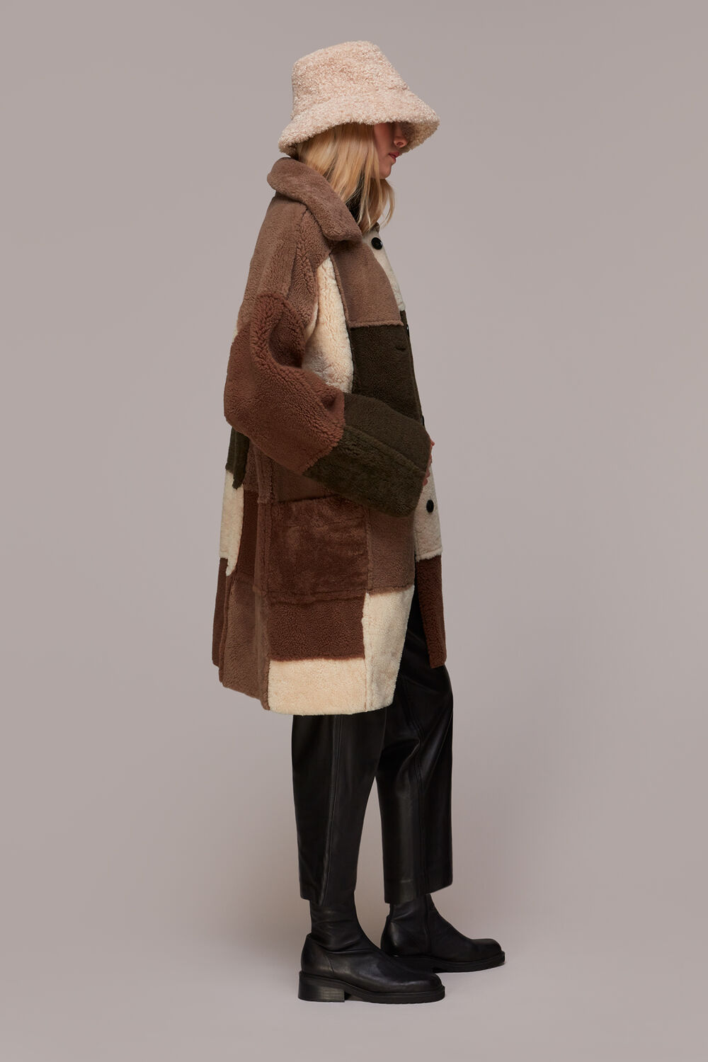 Brown Reversible Patchwork Coat