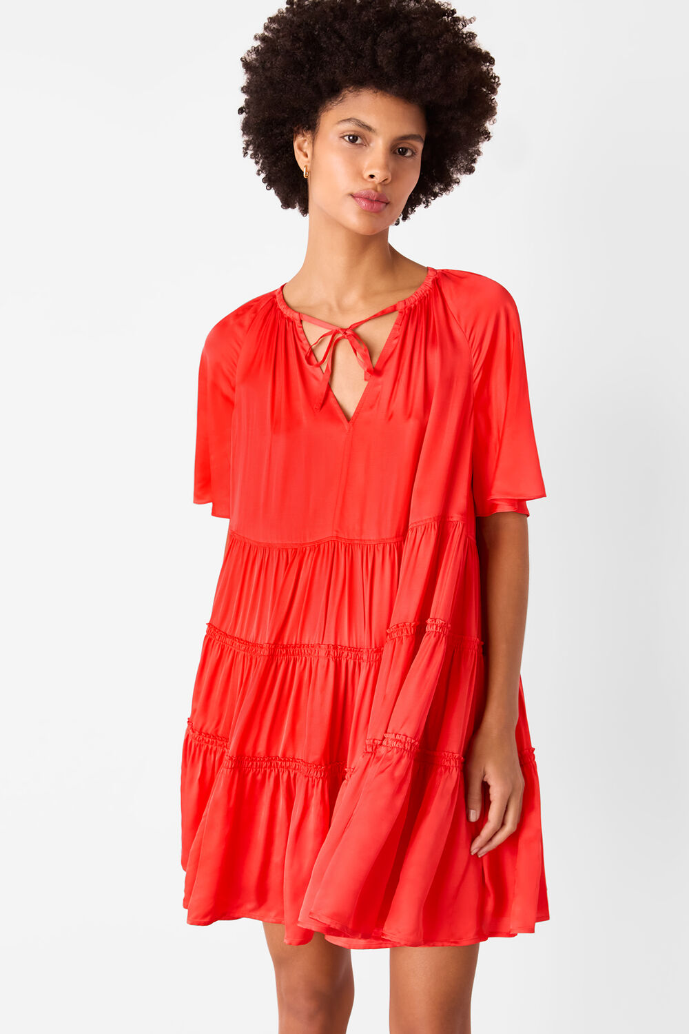 Satin Trapeze Mini Dress