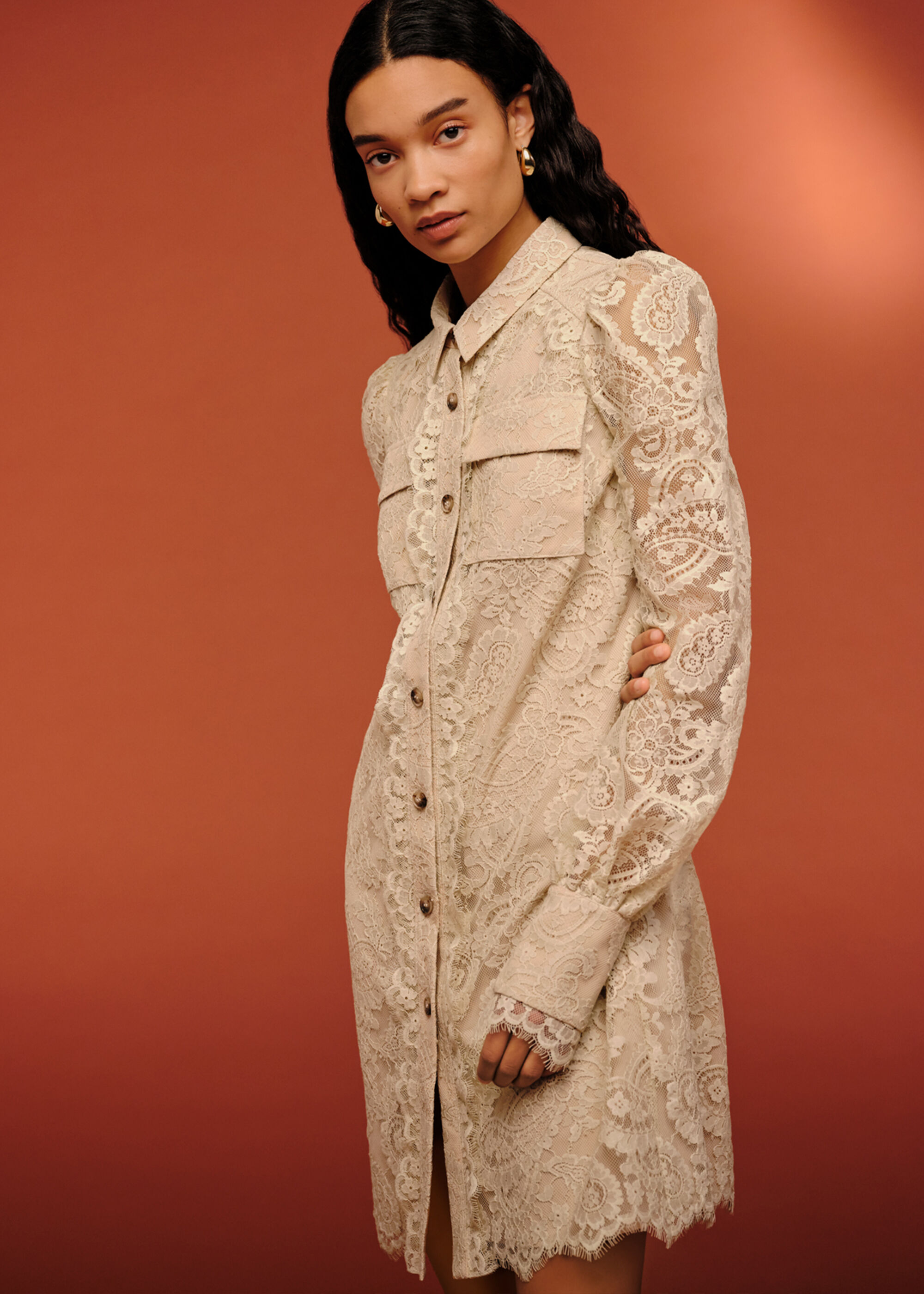 Whistles lana clearance lace pleat dress