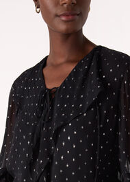 Metallic Dobby Frill Blouse