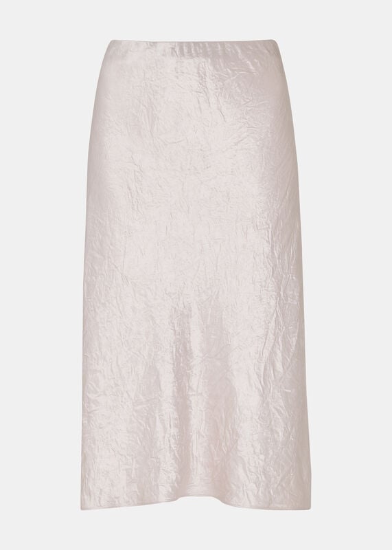 Neutral Satin Knee Length Skirt