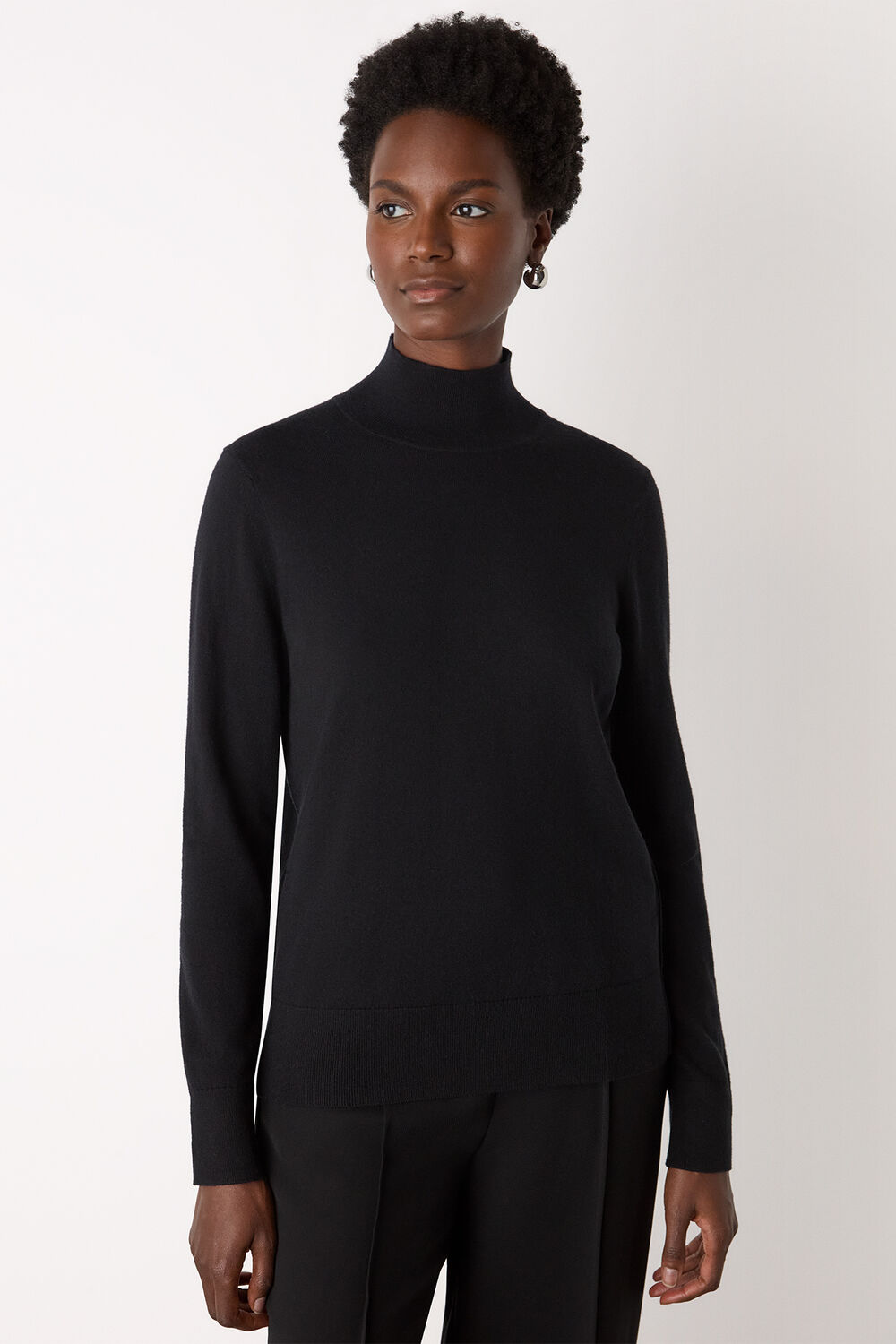 Fine Wool Mix Funnel Neck Knit