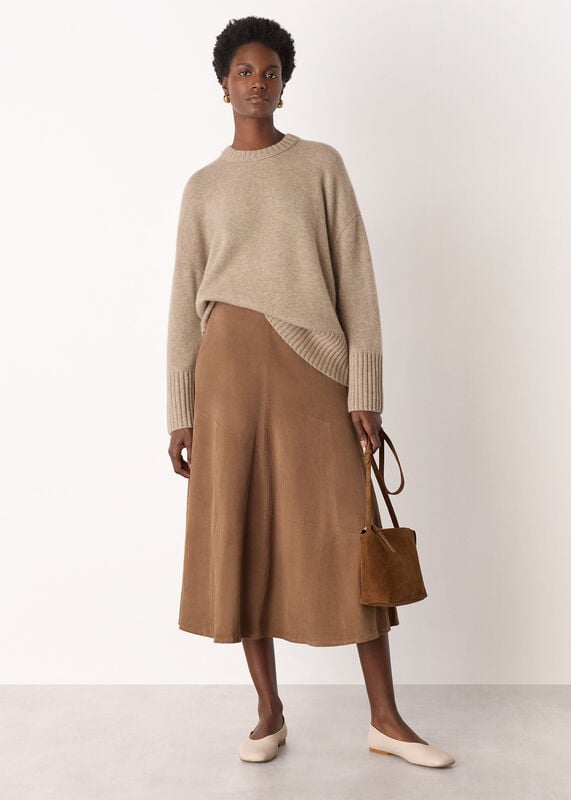 Neutral Heavy Cashmere Crew Neck Knit