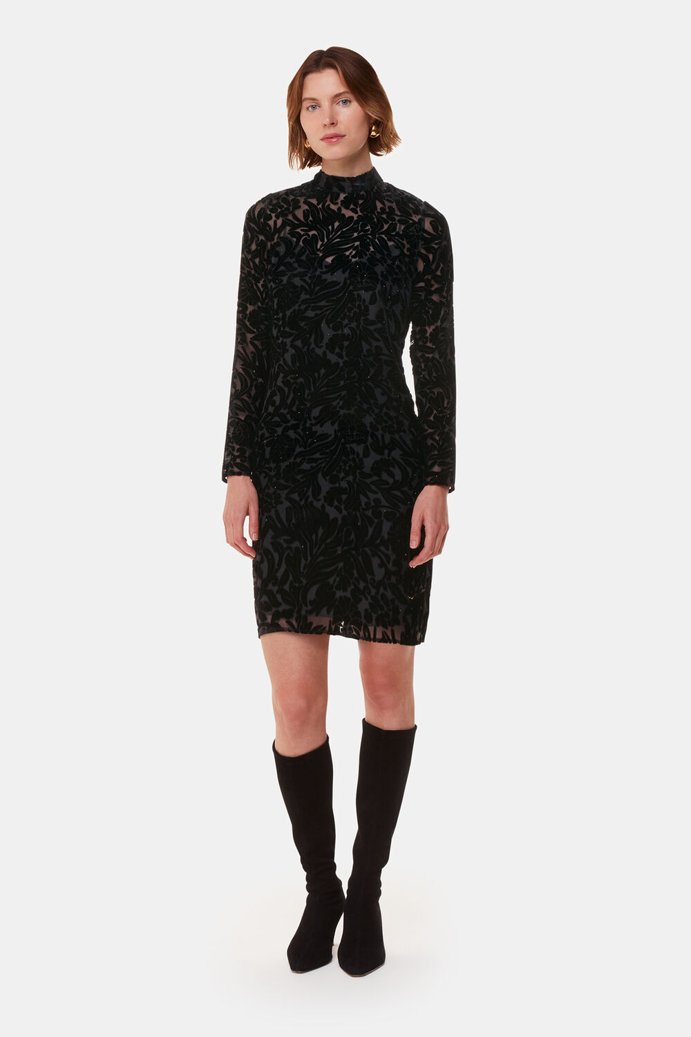 Hot Fix Floral Velvet Dress