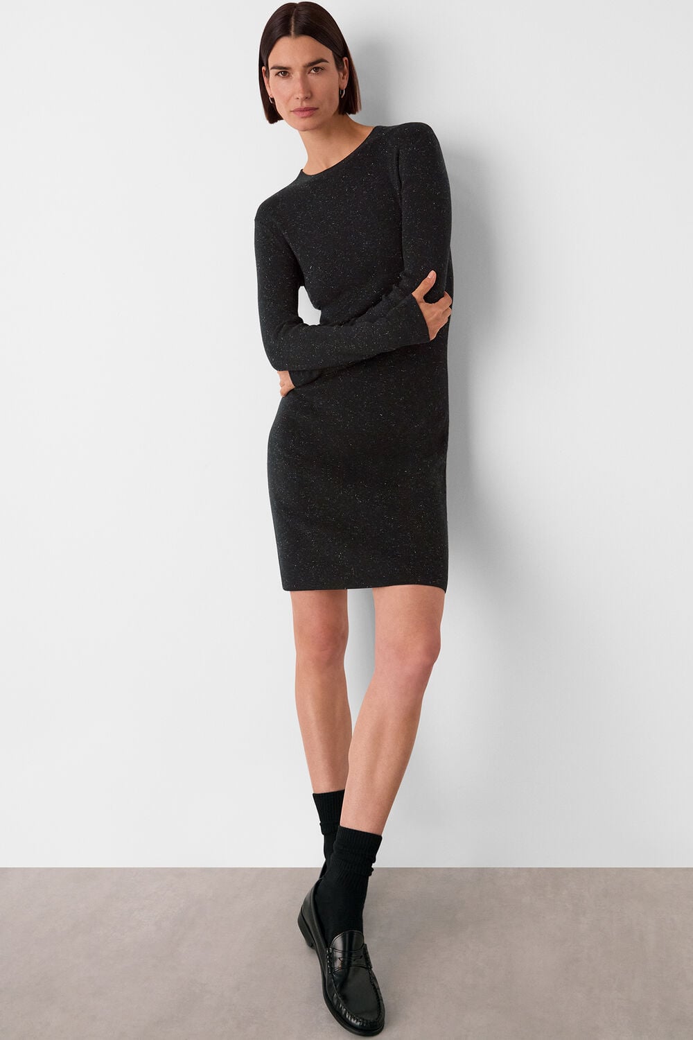 Black Annie Sparkle Short Sweater Dress