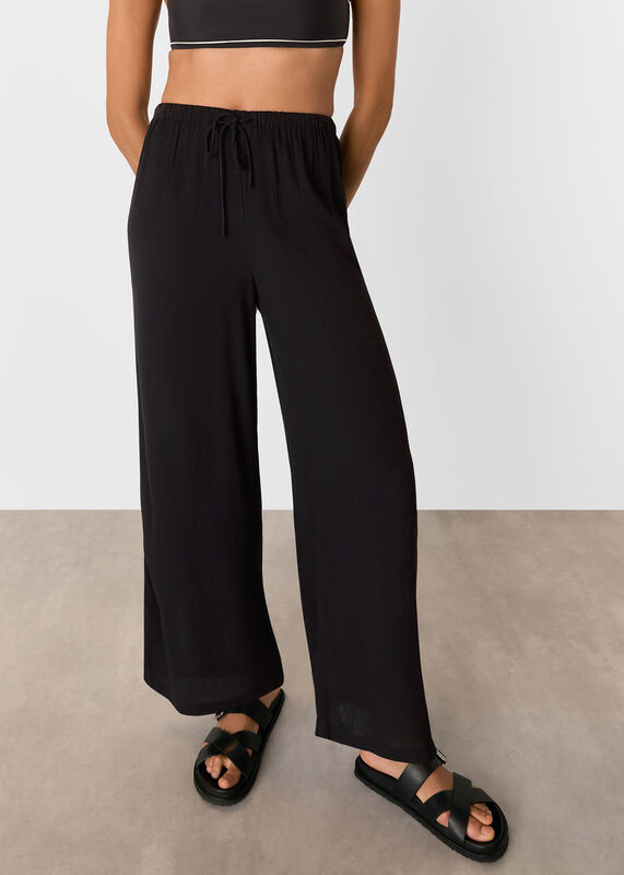 Black Tie Front Beach Pants 