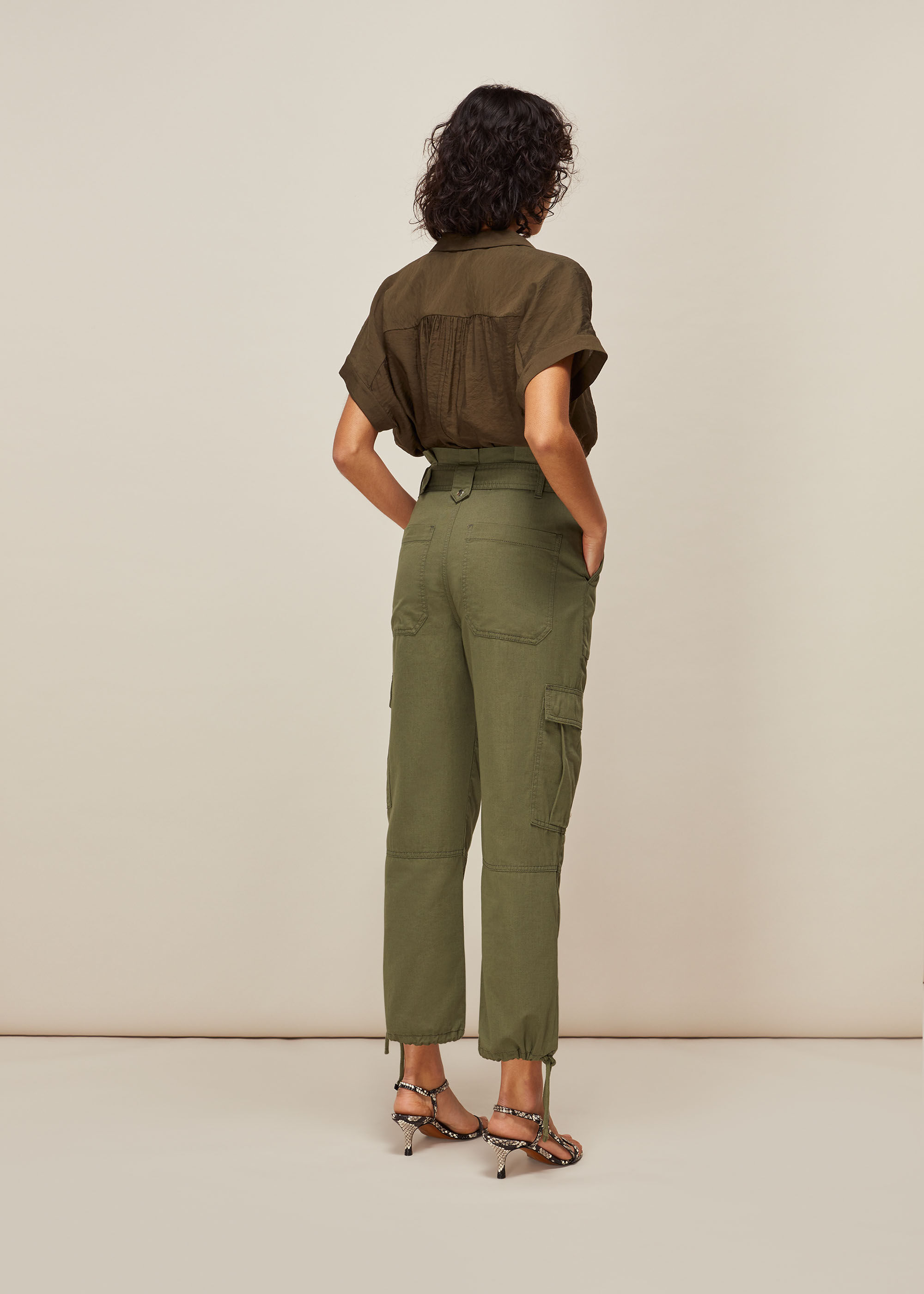 Khaki Cargo Military Trouser | WHISTLES | Whistles US |