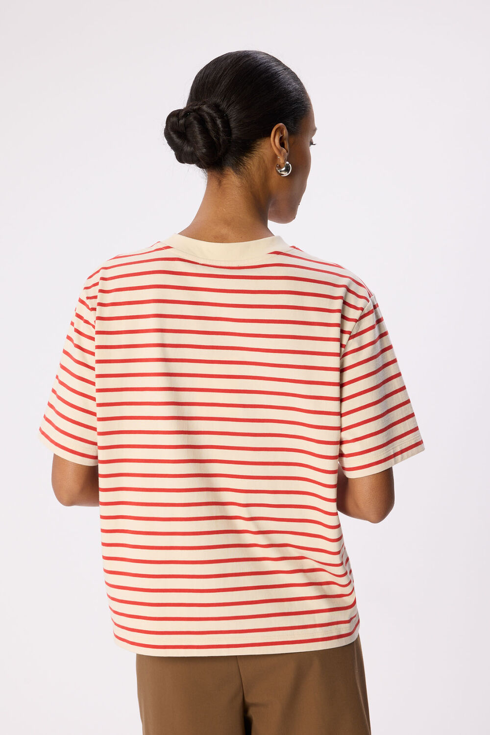Red Stripe Relaxed Cotton T-shirt