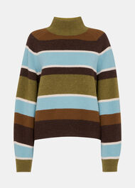 Wool Stripe Funnel Neck Knit