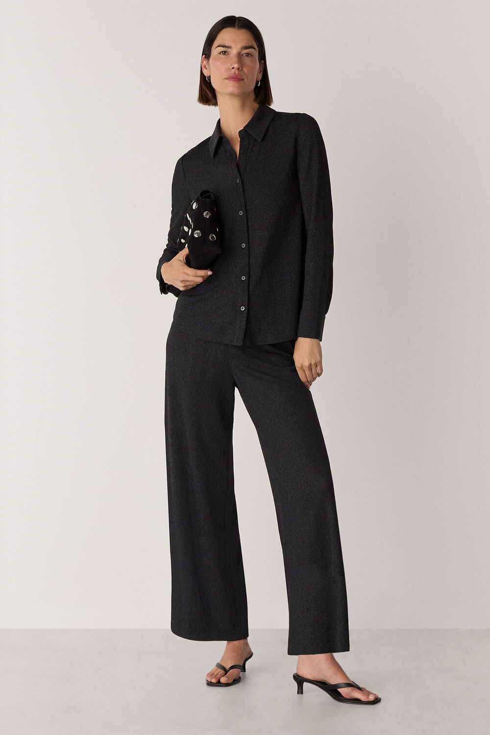 Black Eva Sparkle Cropped Trouser