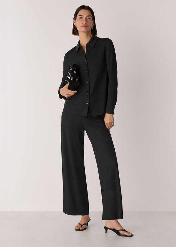 Black Eva Sparkle Cropped Pants 