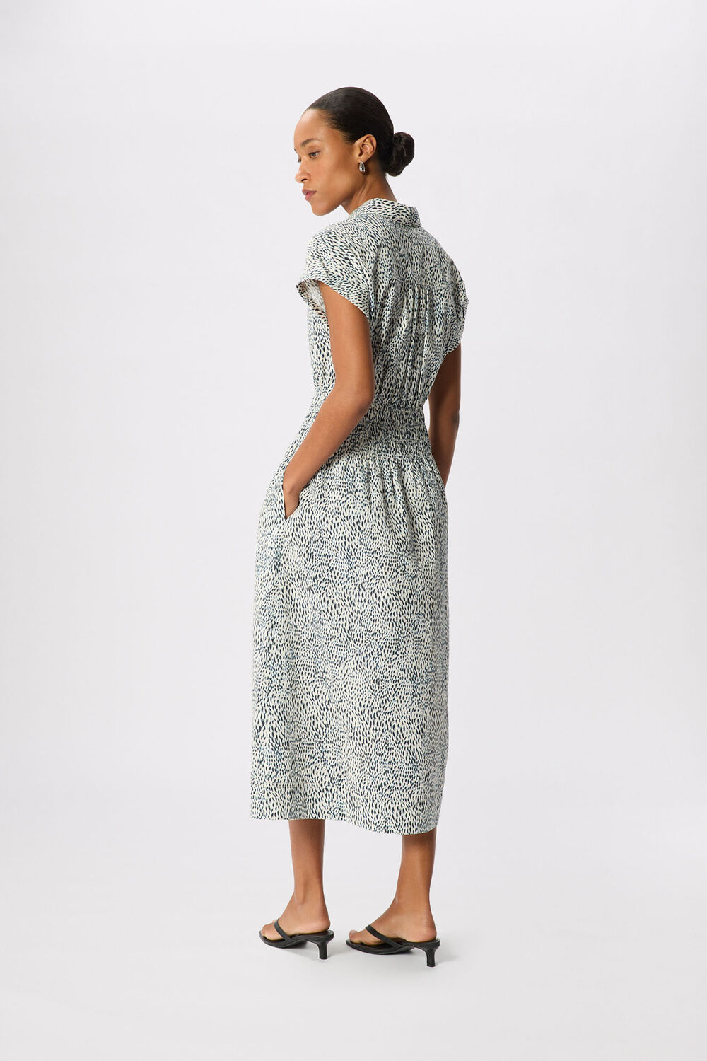 Navy Flecked Animal Collared Dress
