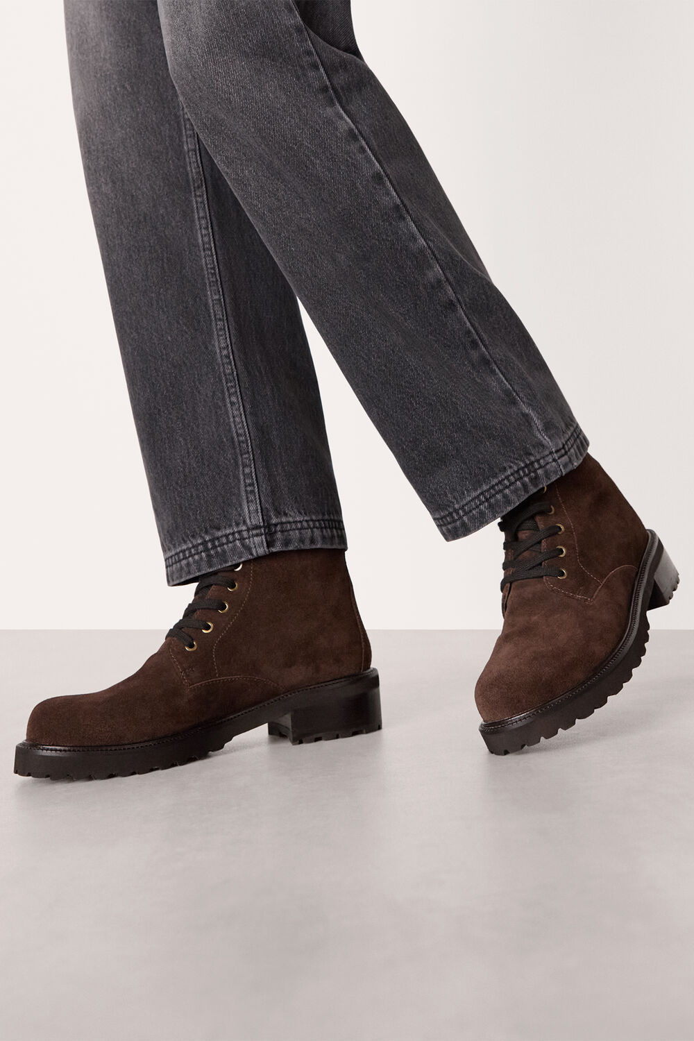 Chocolate Suede Lace Up Boot