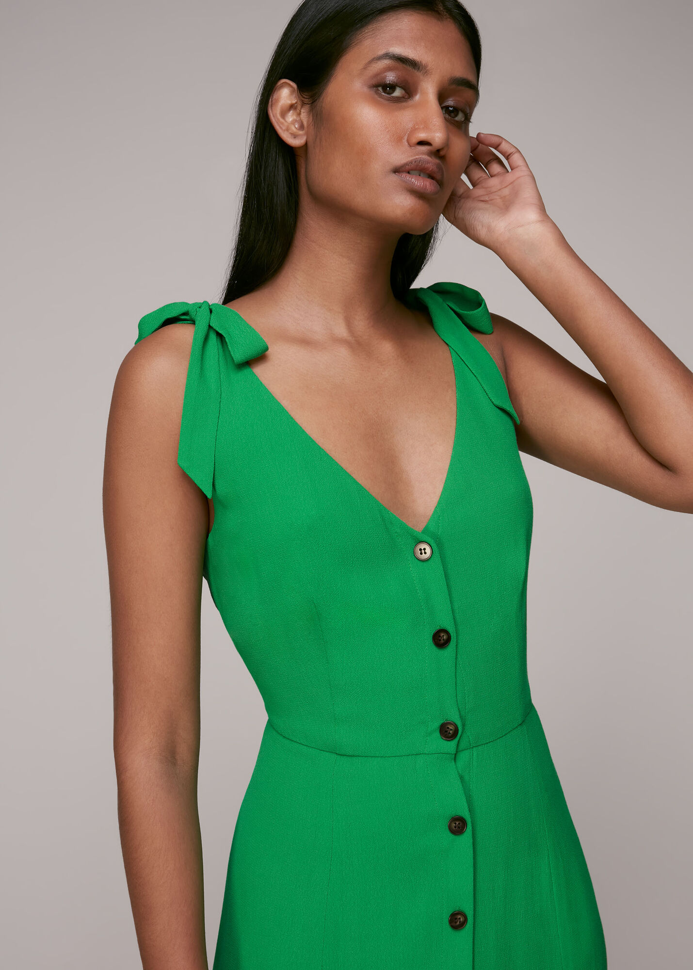 Green Hanna Tie Shoulder Dress WHISTLES
